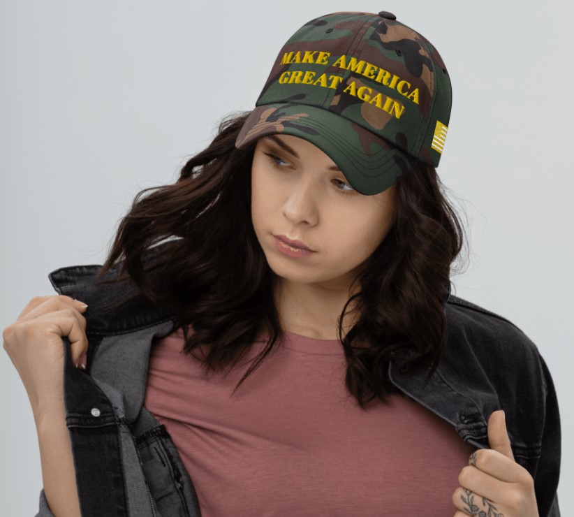 GOLD DARK MAGA HAT (Green Camo Color)