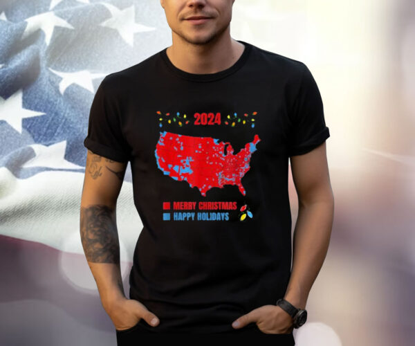 2024 Electoral Map Merry Christmas Trump Landslide Holiday T-Shirt