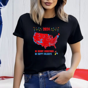 2024 Electoral Map Merry Christmas Trump Landslide Holiday T-Shirt