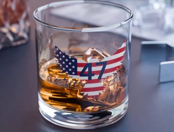 47th President Patriotic Rocks Glass USA 47