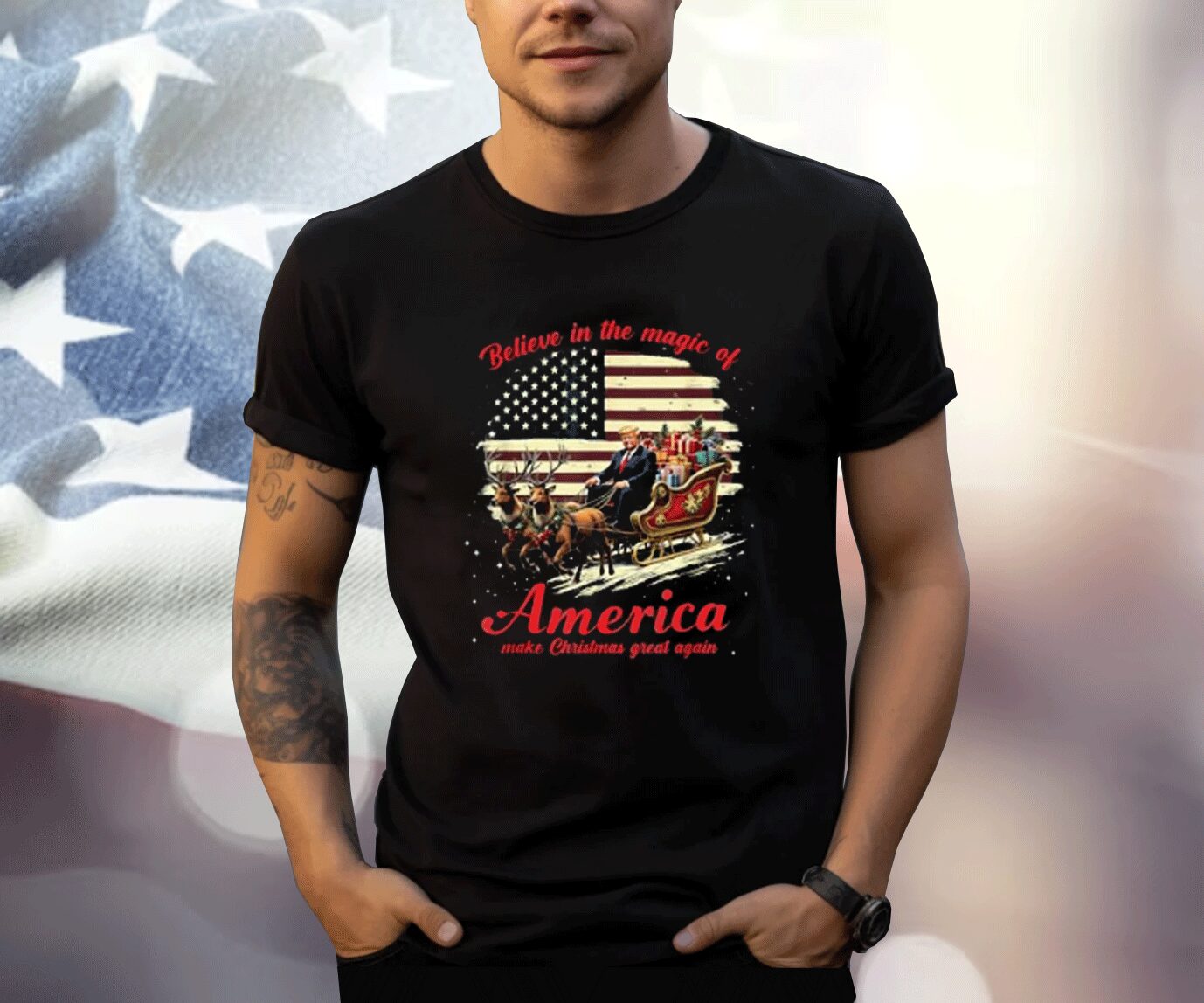 Believe In The Magic of America Make Christmas Great Again Shirt