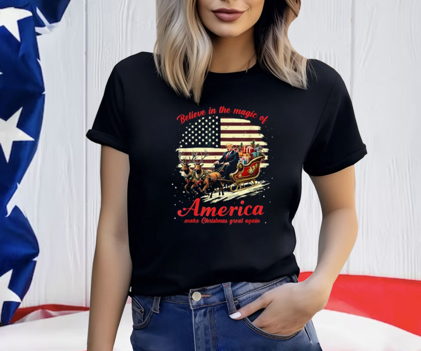 Believe In The Magic of America Make Christmas Great Again Shirt