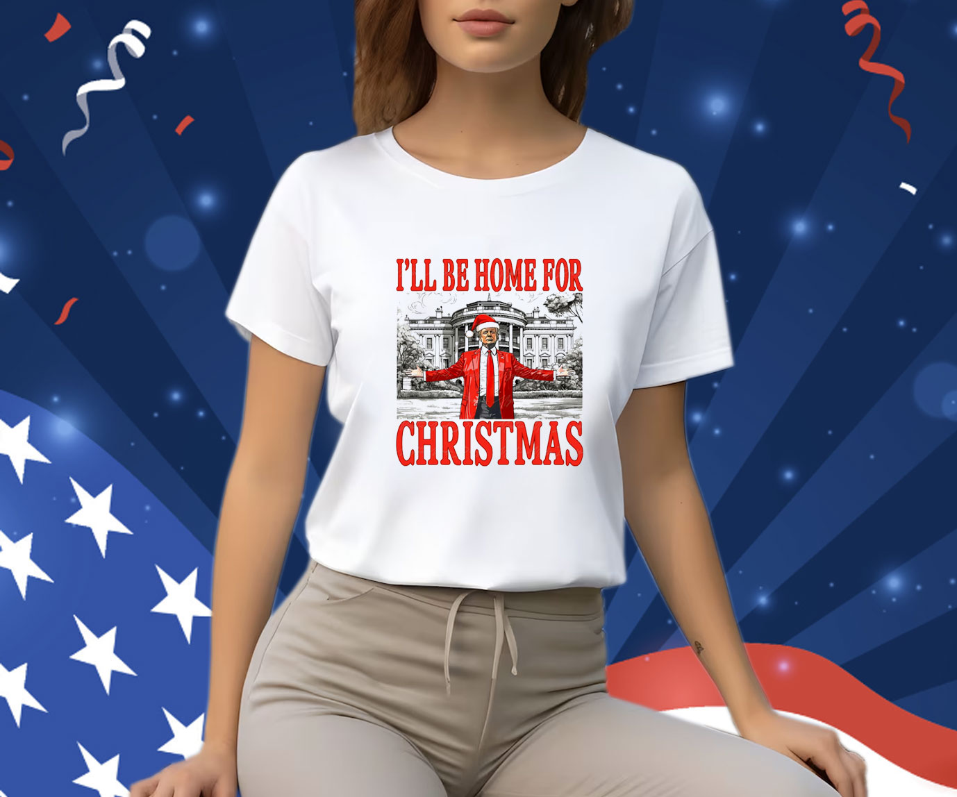 Daddy's Home Shirt, Trump I'll Be Home for Christmas Shirt