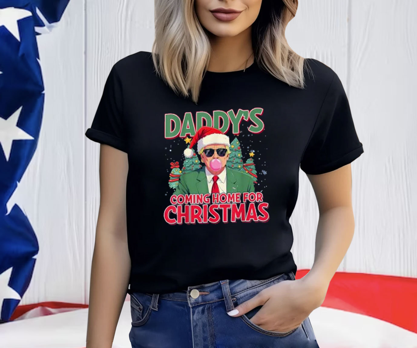 Daddy's Home Trump Shirt I'll Be Home For Christmas Santa Shirt