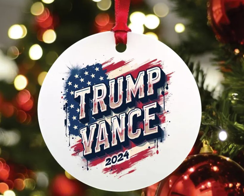 Donald Trump President 2024, Trump Vance Flag Christmas Tree Decor
