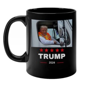 Donald Trump Rides In Garbage Truck Mug