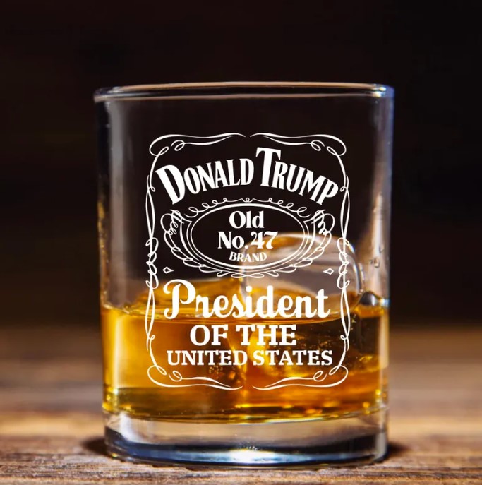 Donald Trump Whiskey Glass, 47th President Bourbon Glasses