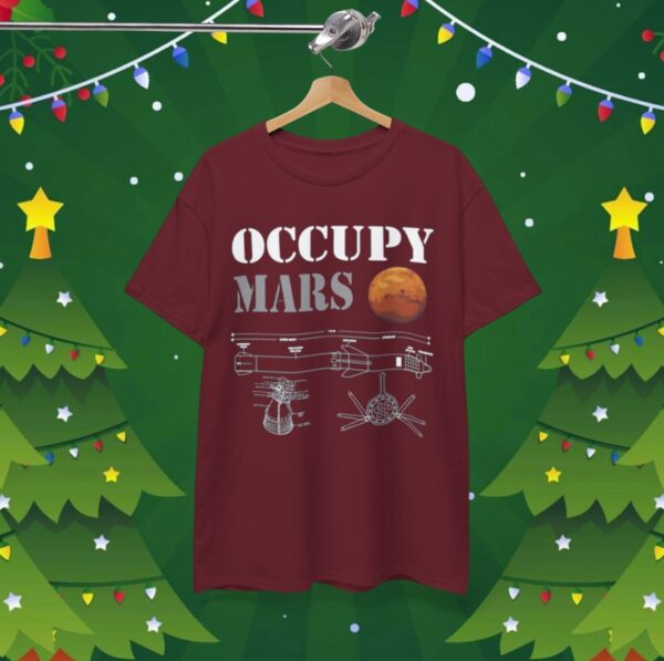 Elon Musk Wearing Occupy Mars Starship Rocket TShirts