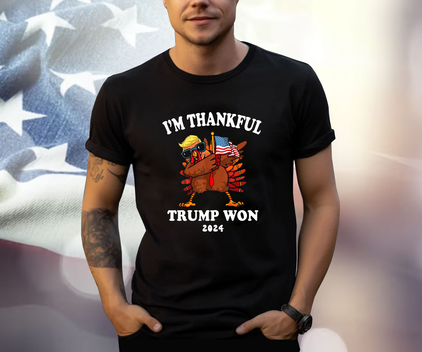 I'm Thankful Trump Won 2024 Thanksgiving Turkey Inauguration T-Shirt