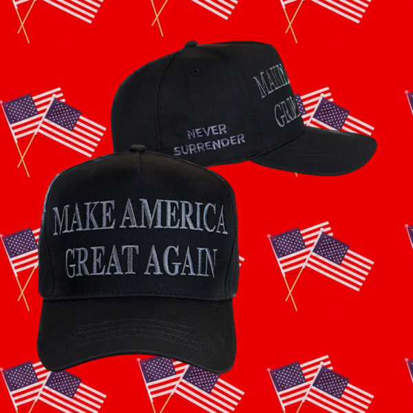 MAGA Never Surrender Black Baseball Cap
