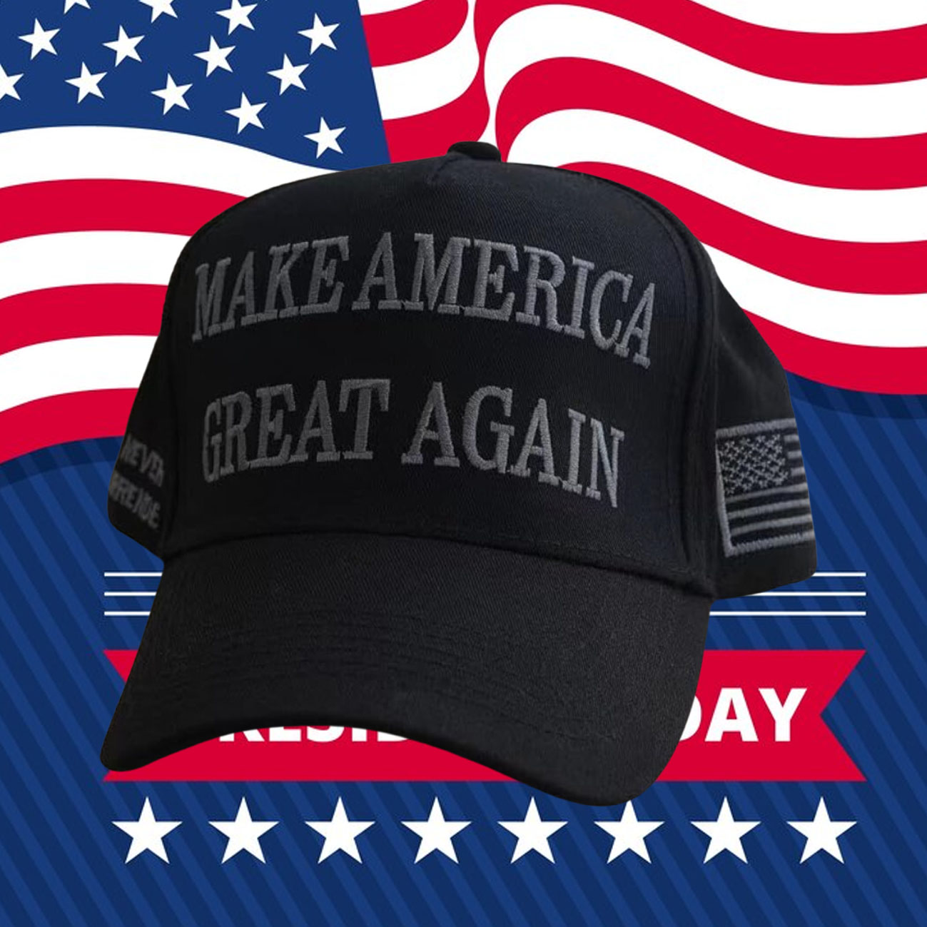 Never Surrender Black Make America Great Again Hat