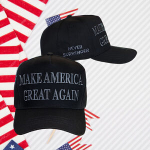 TRUMP NEVER SURRENDER BLACK MAGA Baseball Cap