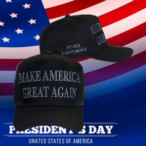 TRUMP NEVER SURRENDER BLACK MAGA Distressed Dad Hat