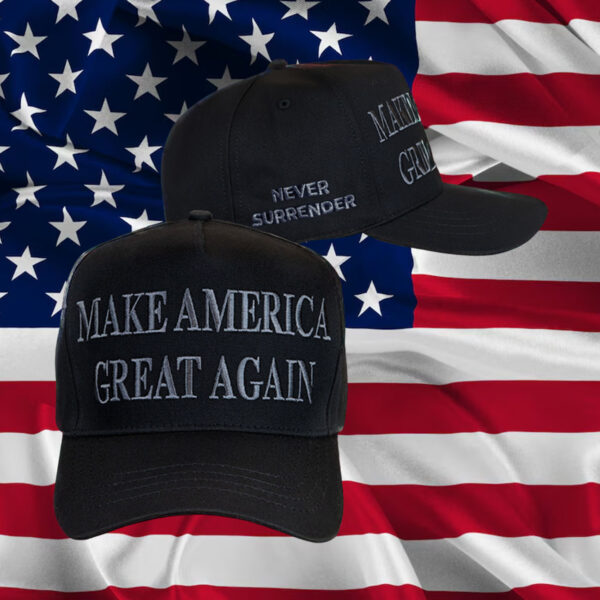 Trump 2024 Never Surrender Black MAGA Cap