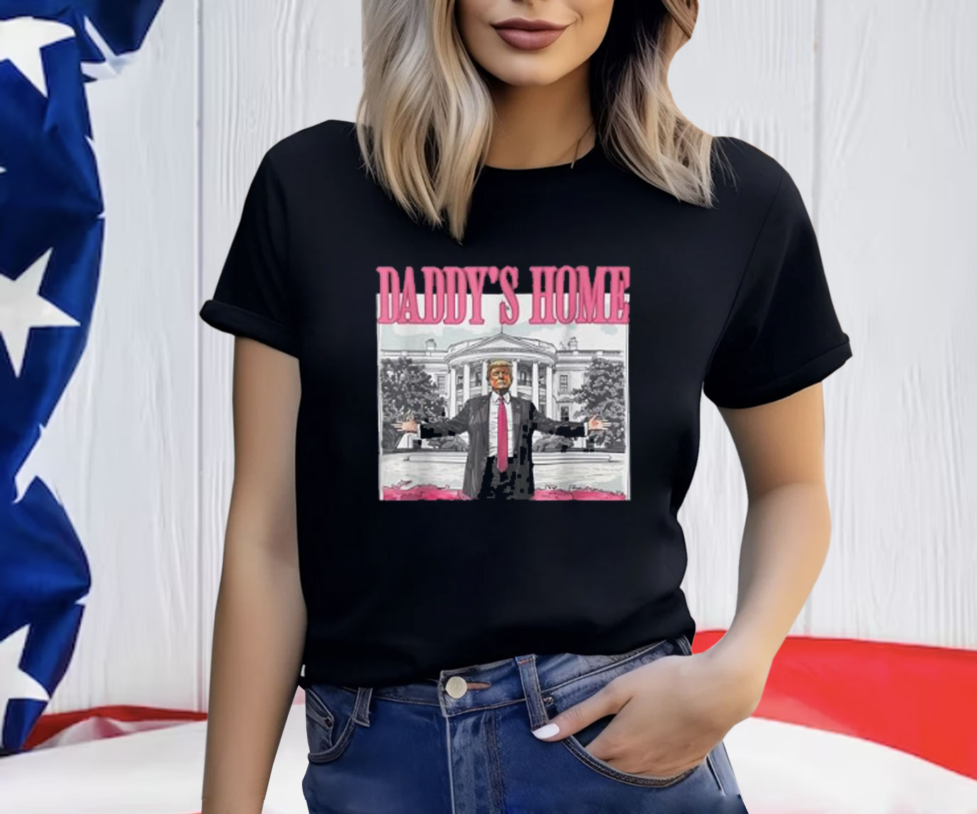 Trump 2024 Take America Back Daddy's Home Trump Pink 2024 Shirt