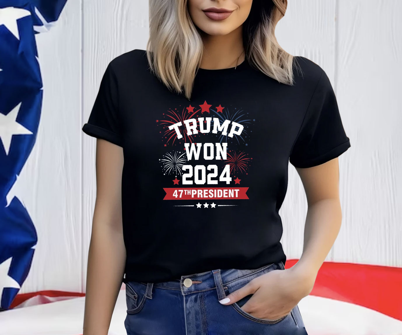 Trump Won 2024 47th President Firework T-Shirt