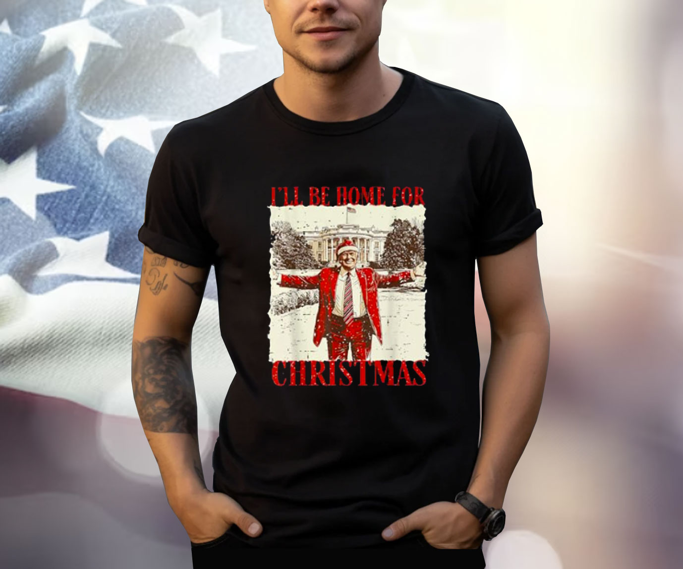 Vintage Funny Humorous Trump I’ll Be Home For Christmas 2024 T-Shirt
