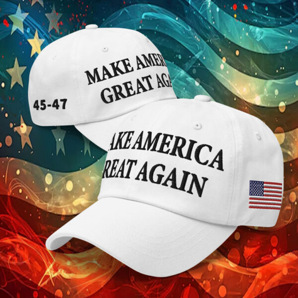White Trump Maga 45-47 Hat