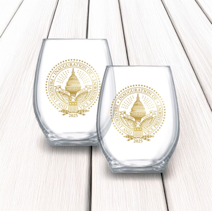 2025 Inauguration with Exclusive Trump Seal Wine Glasses