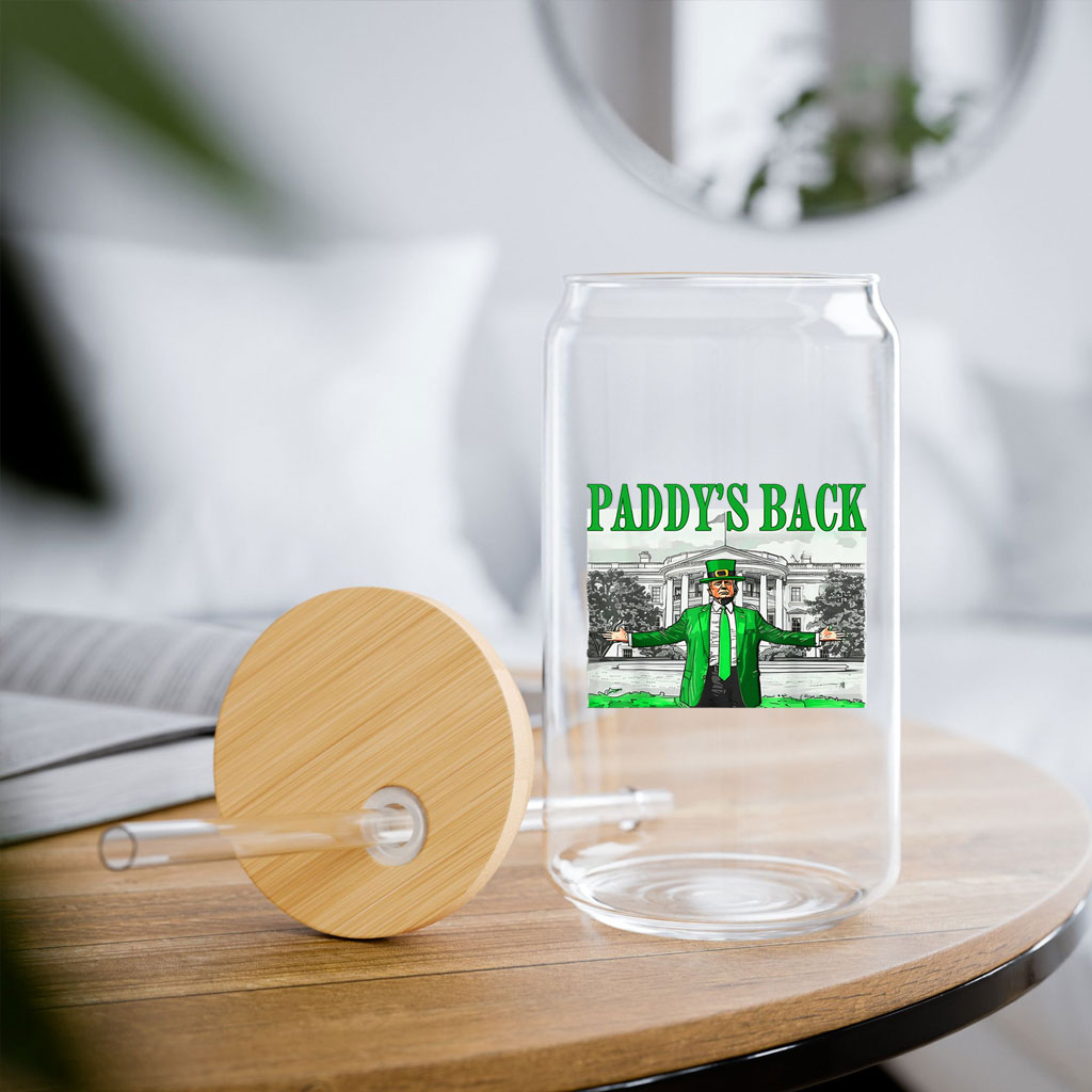 Funny Trump Paddy's Back St Patricks Day Daddy's Home MAGA Whiskey Glass
