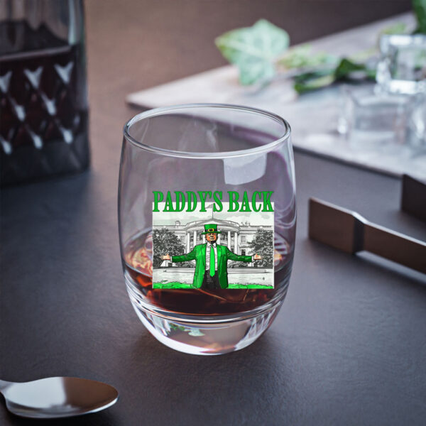 Funny Trump Paddy's Back St Patricks Day Daddy's Home MAGA Whiskey Glass