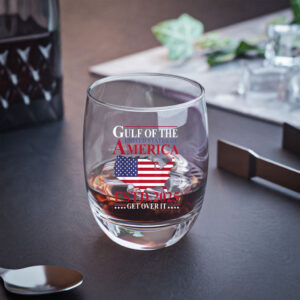 Gulf of US America Estd 2025 Get Over It Patriotic Whiskey Glass