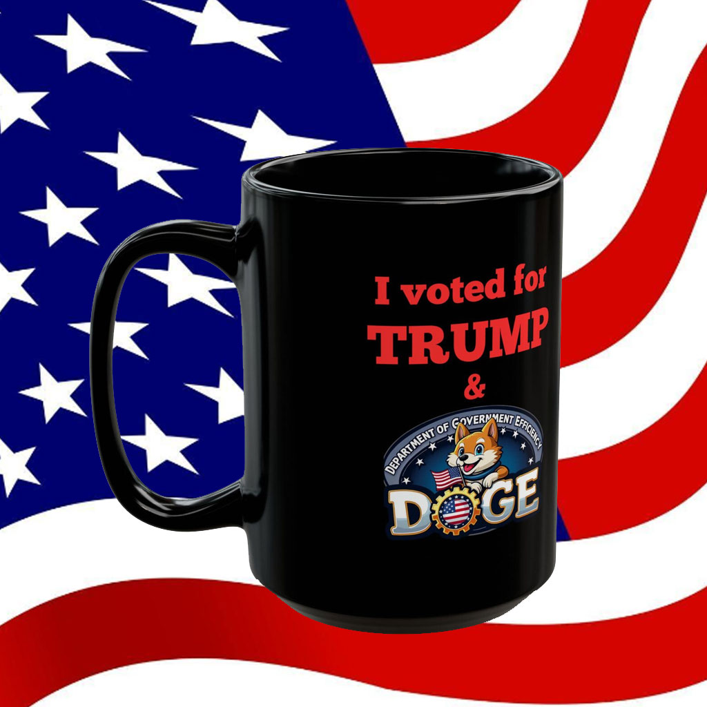 I voted for Trump & DOGE Black Mug