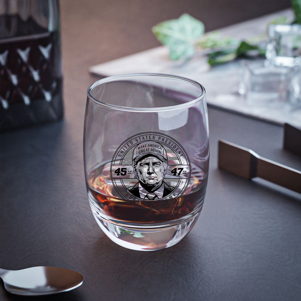 Trump 45 47 PRESIDENT Whiskey Glass